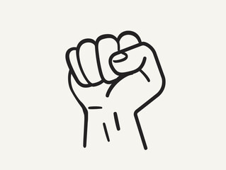 Obraz premium Unstoppable Determination: One-Line Depiction of a Clenched Fist Embodying the Relentless Pursuit of Success