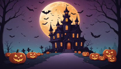 Fototapeta premium A Halloween image of a haunted mansion.
