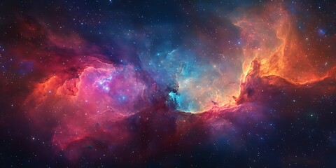 Fototapeta premium Space abstract background, futuristic landscape view of colorful galaxy nebulas and stars in endless universe