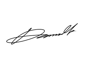 Abstract signature idea starting letter D for document. Vector with transparent background.