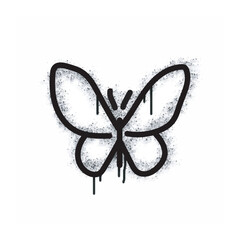 Spray painted Graffiti butterfly isolated on white background. Oversprayed graffiti butterfly in black on white. Vector illustration. © fajri