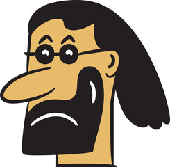 Beard Man Avatar Cartoon Illustration