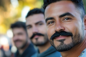 Obraz premium Group of men with mustaches promoting health awareness