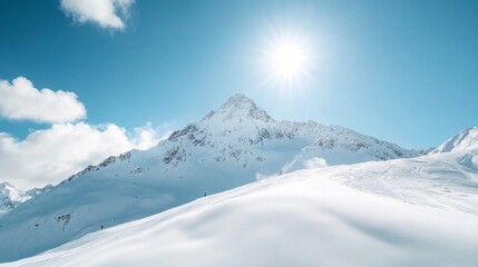 Serene Winter Landscape with Snow-Capped Mountain