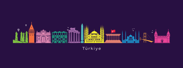 Explore Turkey. modern skyscrapers in Turkey illustration. World tourism day