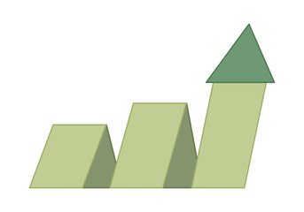 Flecha verde de rectángulos y crecimiento