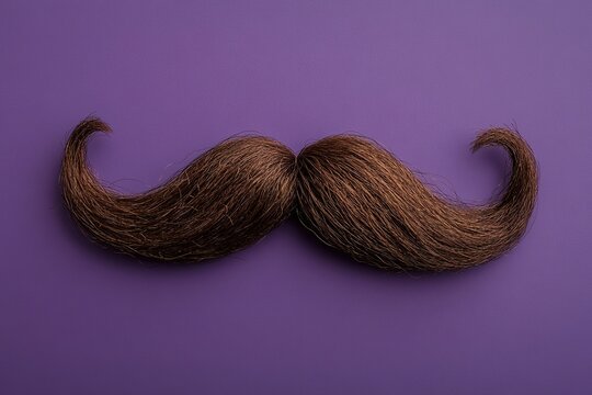 Stylized mustache on purple background for health awareness