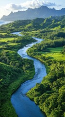 Fototapeta premium Stunning river flowing through verdant green landscape