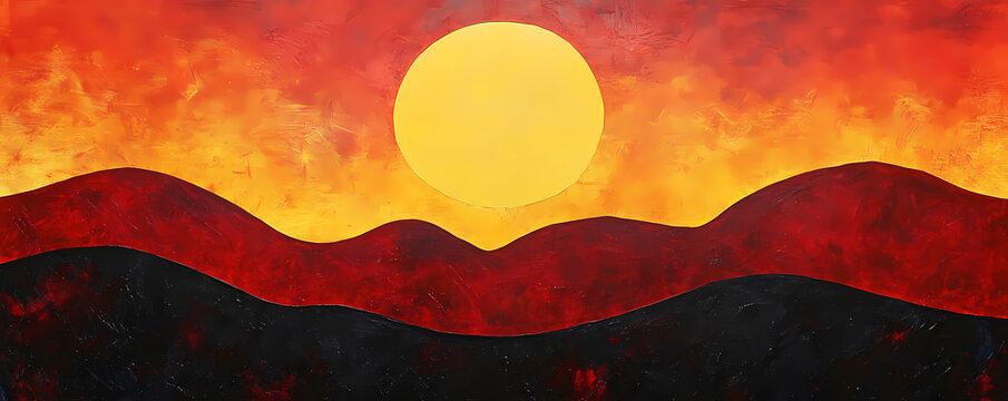 Aboriginal art of Australian flag in a breathtaking landscape