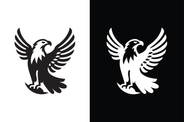 Eagle in Flight. Iconic Black and White Silhouette Illustration
