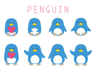 かわいいペンギンのベクターイラストセット