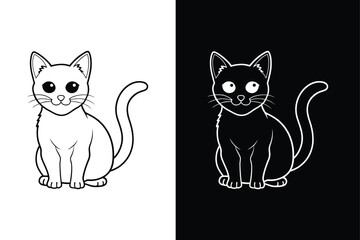 Cat icon from home animals. Simple line element Cat symbol for template black white background