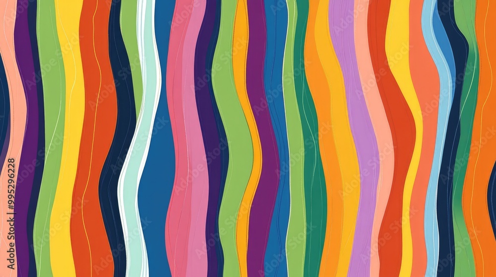 Poster vector illustration of cheerful overlapping color lines in a parallel pattern playful doodle waves s