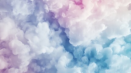 Fototapeta premium Fluffy blue and pink hue crowded clouds abstract background illustration