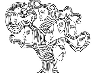 Ancestral Tapestry: A Reverent Embrace of Lineage Through Fluid Lines