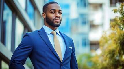 Fototapeta premium Confident Businessman in Modern City Setting