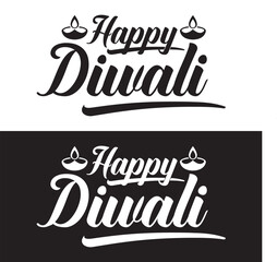 Happy Diwali text design, . Diwali festival lettering.  vector illustration. EPS 10