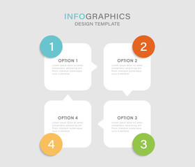 Four process infographic design template. Business presentation, process, strategy, planning, and diagram. Vector illustration.