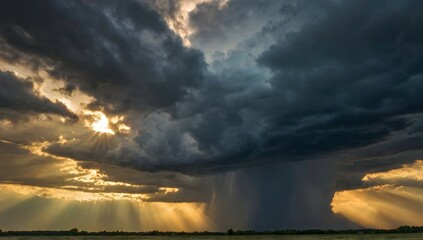 vibrant, colorful, stormy sky with a beam of sunlight breaking through the clouds