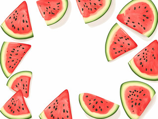 Modern Flat Watermelon Slice Frame Design: Fresh Summer Vibes with Open Center for Custom Copy Space - Simple Vector Illustration