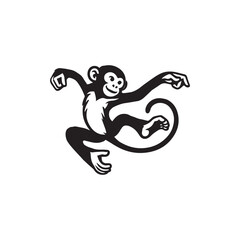 Monkey Clipart Design, Monkey Vector illustration in black and white
