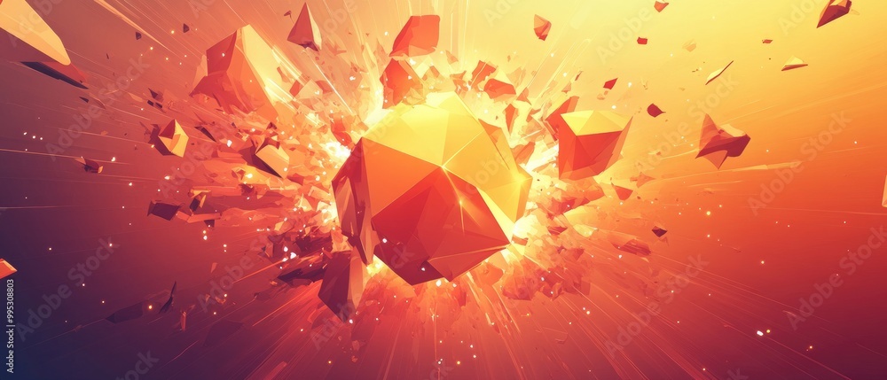 Aufkleber abstract chaotic background featuring an explosion effect with a triangular design in a 2d cartoon s