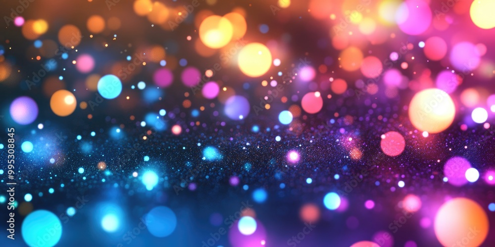 Poster abstract multicolored background featuring bokeh and perspective effects designed as a 3d illustrati