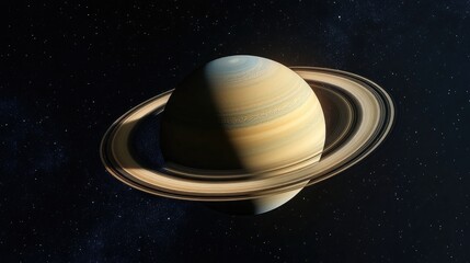 Realistic 3D rendering of the planet Saturn viewed from space