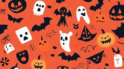 Fototapeta premium Flat 2D cartoon style Halloween design suitable for flashcards or other creative uses