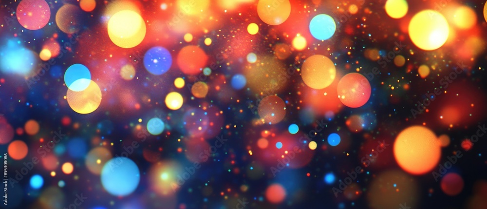 Poster abstract bokeh background featuring festive defocused lights in a 2d cartoon style suitable for card