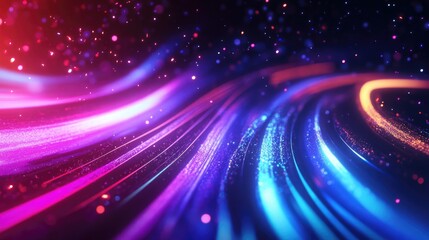 Obraz premium Glowing neon lines against a sparkling abstract backdrop