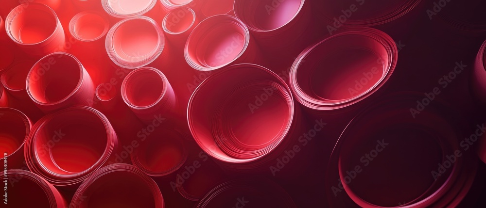 Aufkleber abstract red circles creating a fractal or optical illusion 3d rendering