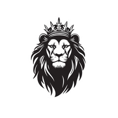 lion luxury logo icon template, elegant lion logo design illustration, lion head with crown logo, lion elegant symbol