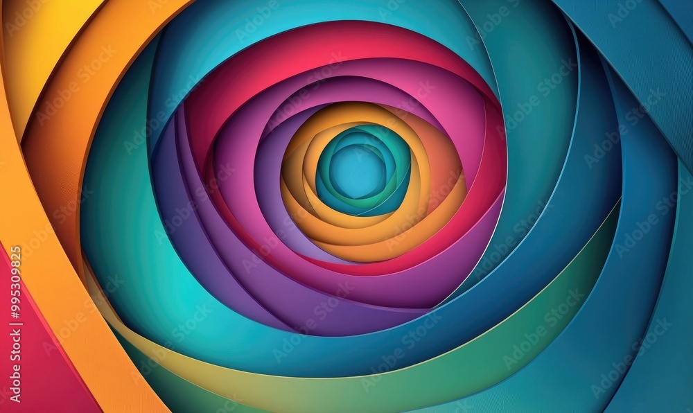 Poster fantasy eps10 2d cartoon style overlapping geometric circular frame for a business backdrop