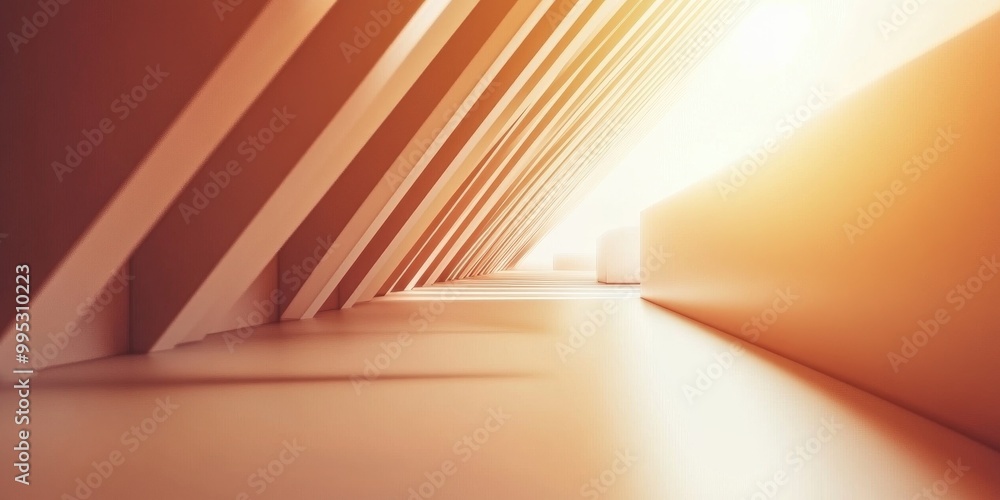 Poster futuristic abstract surface with an infinite corridor in a 3d illustration