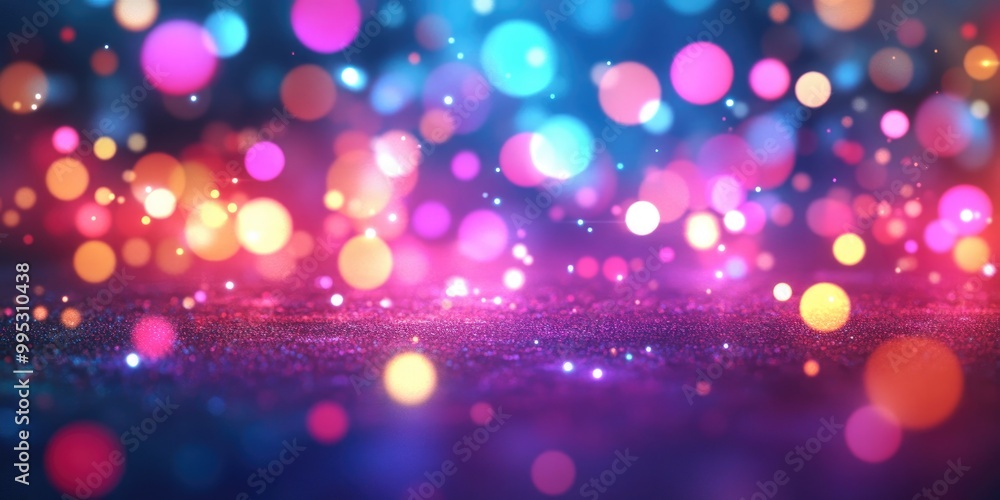 Poster abstract multicolored background featuring bokeh and perspective effects designed as a 3d illustrati