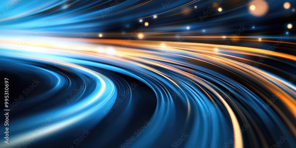 Poster abstract motion blur with dynamic speed lines and illuminated background elements