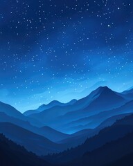 Cosmic scene featuring stars against a deep blue backdrop Digital illustration in a 2D cartoon style