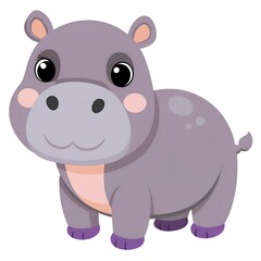 Fototapeta premium Baby hippo cartoon illustration isolated on white background