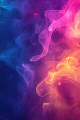Abstract 2D cartoon smoke backdrop with vibrant colors Featuring a linear halftone effect and glowing neon mist for a futuristic retro creative atmosphere