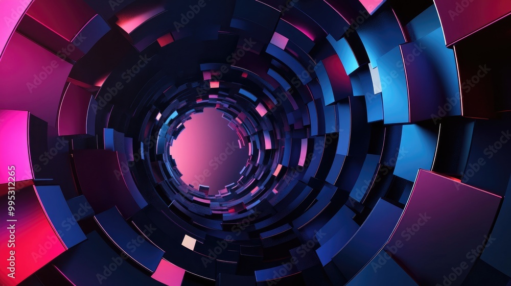 Poster abstract geometric shape in a random circular design