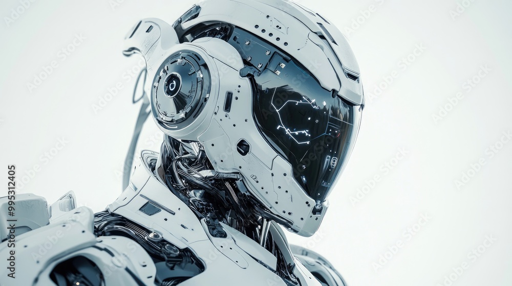 Poster futuristic sci fi robotic exoskeleton suit featuring a human operator a large mechanical robot mimic