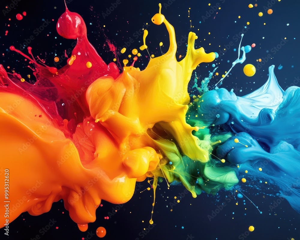Poster vibrant ink splash backdrop featuring dynamic design elements