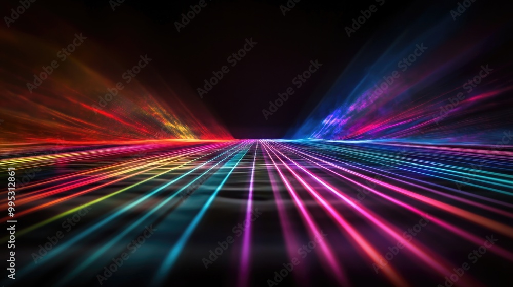 Poster a stunning multi color laser display often seen at parties resembling a fantasy world suitable for u