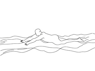 Unveiling Grace in Motion: Minimalistic Swimmer's Gliding Journey in a Single-Line Silhouette
