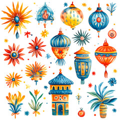 Fototapeta premium Cultural Symbols Honoring Language Diversity on Transparent Background 