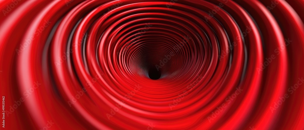Aufkleber abstract red circles creating a fractal or optical illusion 3d rendering