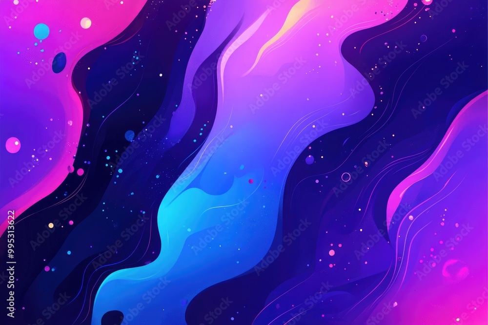 Aufkleber vibrant gradient mesh 2d cartoon texture illustrative flyer featuring a creative splash with a viole