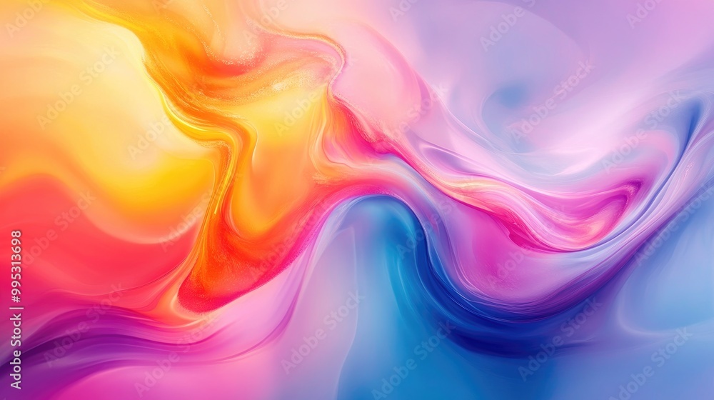Poster colorful abstract swirl design featuring fluid shapes and twisting liquid colors creating a marble l