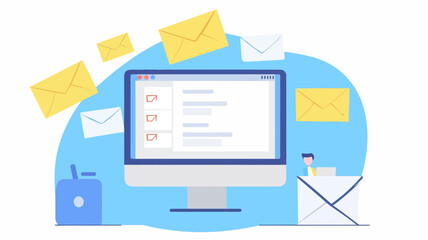Email Scheduler Interface with Queue Concept in Flat Design Vector Illustration - Email Queueing, Task Management, Digital Communication, Workflow Scheduling
